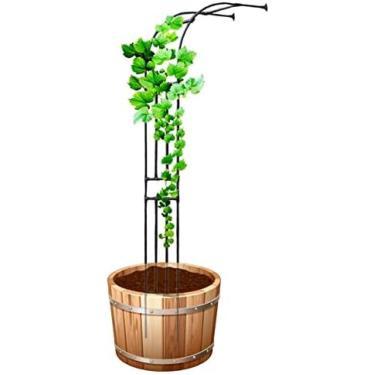 Imagem de Arcos de jardim Meio arco para videiras rosas Planta trepadeira Estrutura de metal Jardim Arbor Trellis Jardim Crescimento Decoração de suporte de planta, preto, 220x240cm/7,2x7,9ft