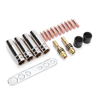 Imagem de Kit de Acessórios de Soldagem de Tocha, Bicos de Contato, Pontas de Contato Binzel 15ak, Soldador Mig, Amarelo, Prata, Preto, Cobre, Montagem Em Latão, 19 Peças