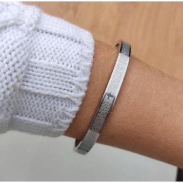 Imagem de Pulseira Bracelete Oração Pai Nosso Aço Inox 316L Masculino Feminino I