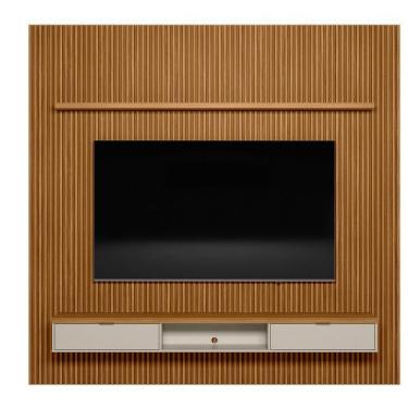 Imagem de Painel Modular Ripado 2,60m com Nicho e Prateleira Linea Brasil, Natur