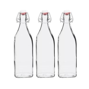 Imagem de Kit 3 Garrafas Vidro Tampa Hermética 500ml Bormioli Rocco