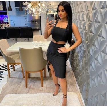 Imagem de Conjunto Feminino Saia E Cropped Estampa Onca Franzido Cropt - M & K S