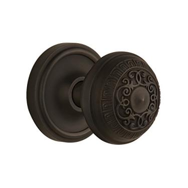 Imagem de Nostalgic Warehouse Roseta clássica com puxador de porta de ovo e dardo, encaixe - 5,7 cm, bronze polido a óleo