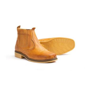 Imagem de Botina Bota Masculina Bico Quadrado Bordada Country Rodeio Rustica Con