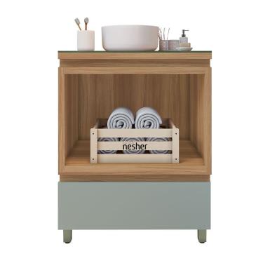 Imagem de Gabinete de Banheiro 70cm com Caixa Organizadora Rainha 70cm MDF Nesher