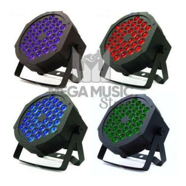 Imagem de 4 Canhão Refletor Led Par 64 Rgb Triled 36 Leds 3w Dmx Bivolt - MEGA, 