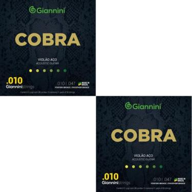 Imagem de Kit 2 Encordoamento Violão Giannini Cobra GEEFLEF Fósforo Bronze 0.010