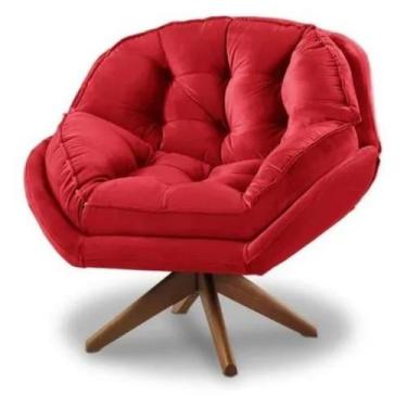 Imagem de Poltrona Decorativa Estofada Base Giratória Califórnia - Fina Mobília,