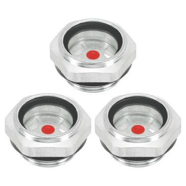 Imagem de PATIKIL Vidro de visão de óleo para compressor de ar, pacote com 3 peças de compressor de ar M26x1,5 rosca macho de liga de alumínio com anel de vedação