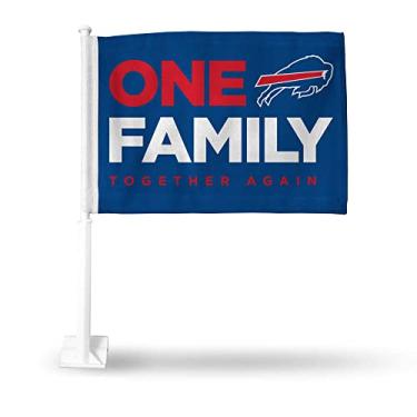Imagem de Rico Industries Bandeira de carro dupla face exclusiva NFL Buffalo Bills - 40,64 cm x 48,26 cm - haste forte que prende no carro/caminhão/automóvel