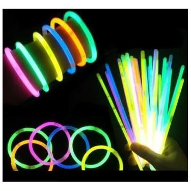 Imagem de 100 Unidades Pulseiras Neon Fluorescentes Tubo Para Festa Aniversário 