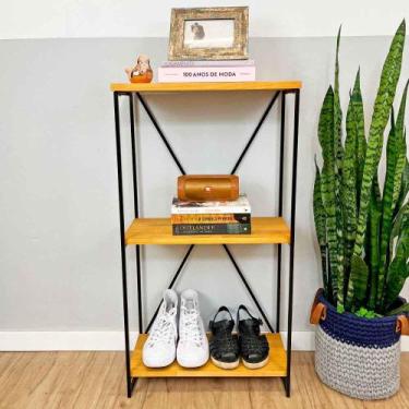 Imagem de Aparador Industrial Slim de Ferro e Madeira Nozes e Preto - ArtFactory