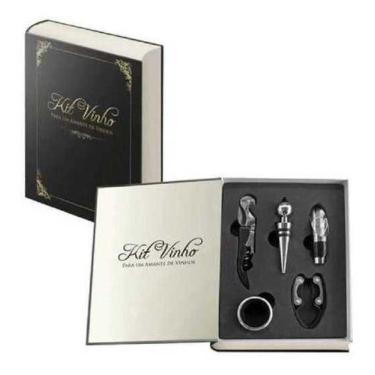 Imagem de Kit Abridor De Vinho Livro 5 Peças Saca Rolha Tampa Dosador - Decore F