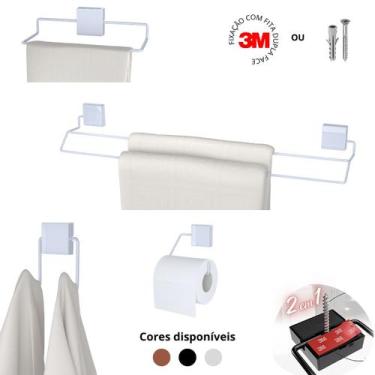 Imagem de Kit Acessórios Para Banheiro 4 Peças Porta Toalha Gancho Papeleira - P