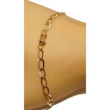 Imagem de Pulseira Em Ouro 18k 750 Elos Laminados Pequenos 18 Cm
