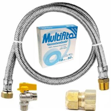 Imagem de Kit Instalação Gás Encanado Mang 1,20mt+registro+adaptador - Guiga Gás