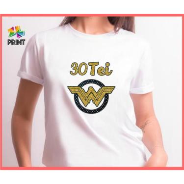 Imagem de Camiseta Adulto 30tei Mulher Maravilha Est. Azul Dourado - Aniversário