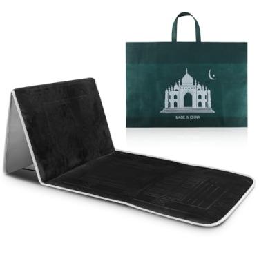 Imagem de Timgle Tapete de oração dobrável tapete de oração com encosto cadeira de meditação dobrável com bolsa de armazenamento tapete de meditação macio tapete de oração tapete de oração para descanso homens