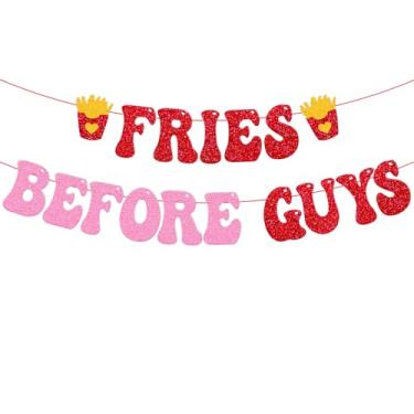 Imagem de Galentine's Day Decoration Fries Before Guys Banner Happy Valentine's Day Decorações Gal Pals Bachelorette Bridal Shower Party Decor for Women Girls Ladies Glitter Supplies
