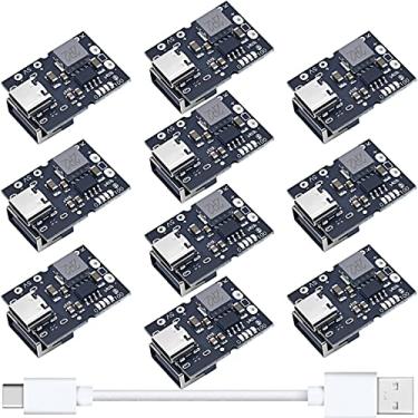 Imagem de DKARDU 10 peças tipo-C USB 5V 2A módulo conversor boost módulo de alimentação Step-Up Display LED carga e descarga placa de proteção de carregamento de bateria de lítio integrada com cabo tipo-C para