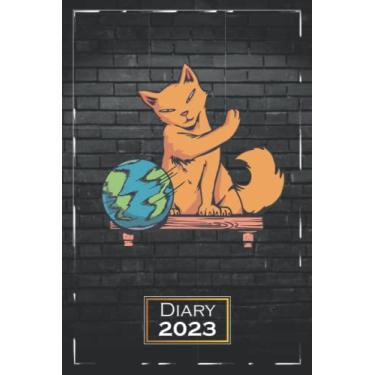 Imagem de Diary 2023: A5 (6x9) | One Week on a Double Page | From Monday to Sunday | Weekly Planner | Cat Motif Earth | qb2