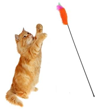Imagem de Varinha para gatos Brinquedo Interativo Vara pra Gato Sisal Colorida Penas Plumas Varios Modelos (Penas Coloridas 55cm)
