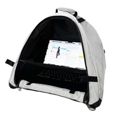 Imagem de Barraca de laptop – Sombra solar portátil e bolsa de praia resistente à água para trabalho ao ar livre | Tecido refletor de calor e UV | Capa de privacidade de computador e protetor de brilho | Bolsa