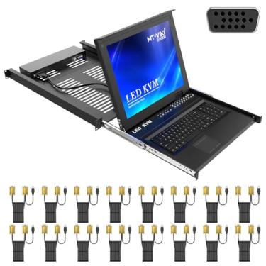 Imagem de MT-VIKI Kvm de Montagem Em Rack de 17 '' Sobre Acesso Remoto Ip, Suporte de Console Kvm Ip de 16 Portas 1 Acesso Local e 1 Acesso Remoto, Tecla de Atalho/Osd, 16 Cabos Usb Vga Kvm