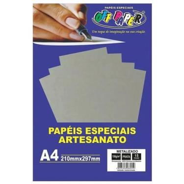 Imagem de Papel Metalizado A4 Especial Corte 15 Folhas 150g Off Paper,  Prata