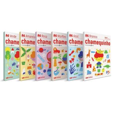 Imagem de Kit 5 pacote com 100 unidades de folhas A4 sulfite colorida - Chamequi