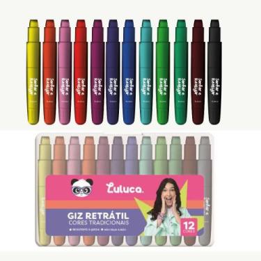 Imagem de Estojo GIZ de Cera Luluca Retratil 12 Cores Jumbo Escolar - Skypaper