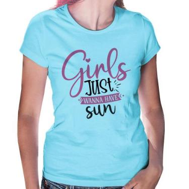 Imagem de Baby Look Girls Just Wanna Have Sun - Foca na Moda, Azul bebê, P