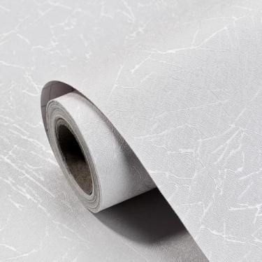 Imagem de Uooar Papel de parede de seda branca 43,9 cm x 3048 cm Papel de contato texturizado autoadesivo removível papel de parede decorativo de vinil para quarto e sala de estar