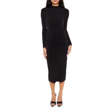 Imagem de Forever 21 Vestido midi colado ao corpo franzido, Preto, P