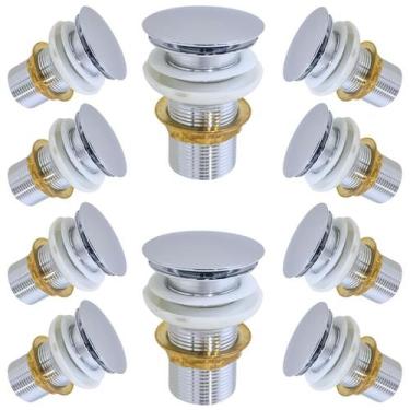 Imagem de Kit 10 Válvula Ralo Click 1.1/4 Metal P/ Pia e Cuba Cromada - Montelar