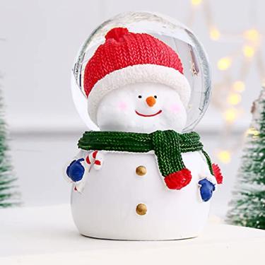 Imagem de Natal Snow Globe Cor Mudando Iluminado Natal Crystal Ball Decor Resina Vidro Natal Bola Enfeites (Pequeno boneco de neve)
