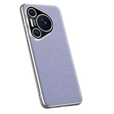 Imagem de LYJSMGZ Capa fina para Huawei Pura 70 Ultra/70 Pro/70 Pro+/70, capa fina de couro com textura em relevo anti-impressão digital, capa de proteção para câmera, roxa, 70 Ultra