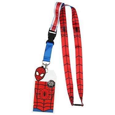 Imagem de Suporte clássico de crachá de identificação do Homem-Aranha com pingente de borracha de 3,8 cm e adesivo colecionável