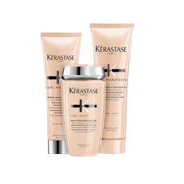 Imagem de Kit Kérastase Curl Manifesto Shampoo 250ml + Fondant Condicionador 250ml + leave in 150 ml