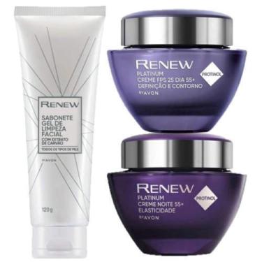 Imagem de Kit Renew Platinum Dia + Noite + Gel De Limpeza 120G - Avon