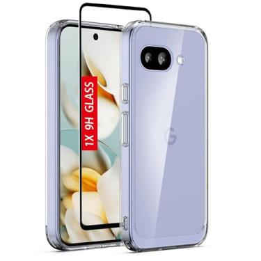 Imagem de Guarishel Capa para Google Pixel-9a: com [protetor de tela de vidro temperado][4 airbags embutidos] [antiamarelamento] Capa protetora à prova de choque de grau militar para Google Pixel 9a