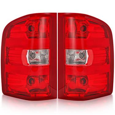 Imagem de Tektend Conjunto de luz traseira adequado para Chevy Silverado 2007-2013 1500 2500HD 3500HD estilo de fábrica, lanterna traseira de caminhão de caminhonete, lâmpadas de freio de substituição OE, lado do passageiro e do motorista