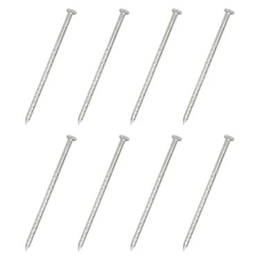 Imagem de uxcell 8 peças de pregos de cerca, aço inoxidável 304 de 12,4 cm, pinos de haste em espiral de aço inoxidável 304 para reparo de piso de casa, madeira, prata