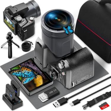 Imagem de Câmera digital Monitech 64MP 4K Vlogging WiFi 2 baterias 32GB