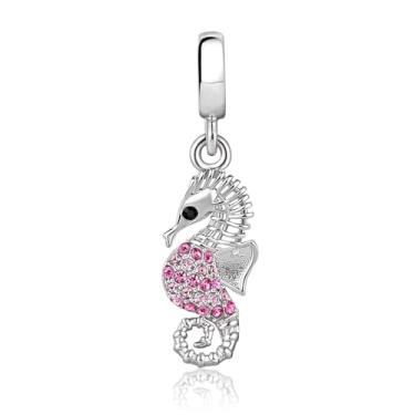 Imagem de JMQJewelry Live Laugh Love Seahorse Animal Pedra do mês de nascimento compatível com pingentes Pandora Pulseiras femininas aniversário Natal, banhado a cppper, Cobre