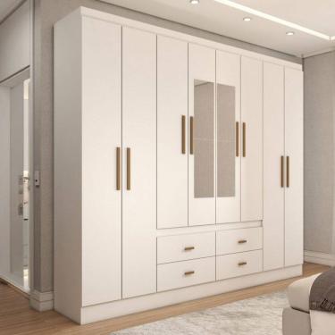 Imagem de Guarda-Roupa de Casal Cassino 8 Portas 4 Gavetas Branco - Panorama Móveis