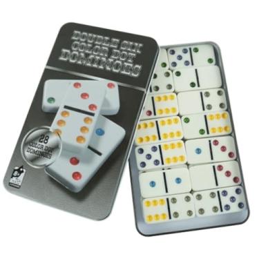 Imagem de Jogo de Dominó Com Estojo de Metal Colorido 28 peças