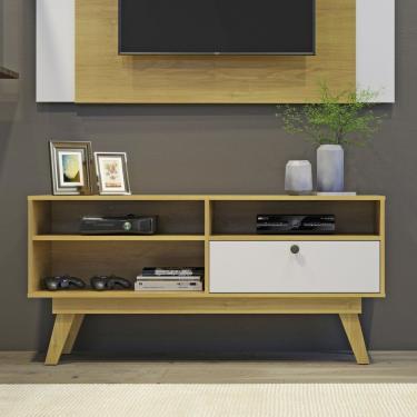 Imagem de Rack Tv 50'' 1 Porta Houston Valdemóveis Cinamomo/Off White