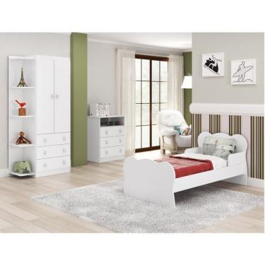 Imagem de Quarto Infantil Guarda Roupa Cômoda 1 Nicho Mini Cama Branco