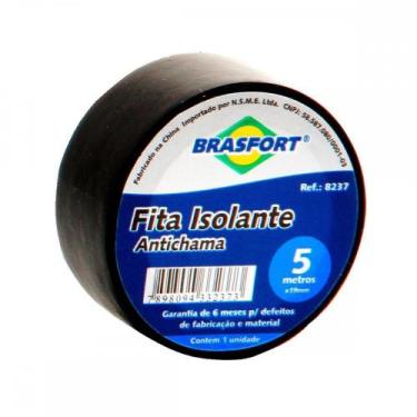 Imagem de Fita Isolante Brasfort 5M X 19Mm Preta 8237 - Kit C/10, Preto